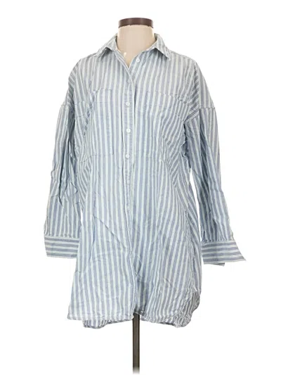 Pre-owned Everlane 3/4 Sleeve Button Down Shirt In Blue