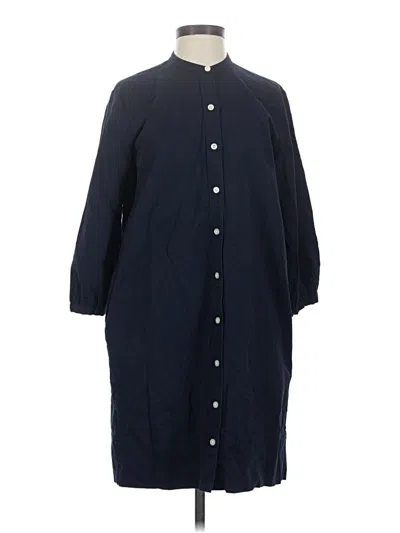 Pre-owned Everlane 3/4 Sleeve Button Down Shirt In Blue