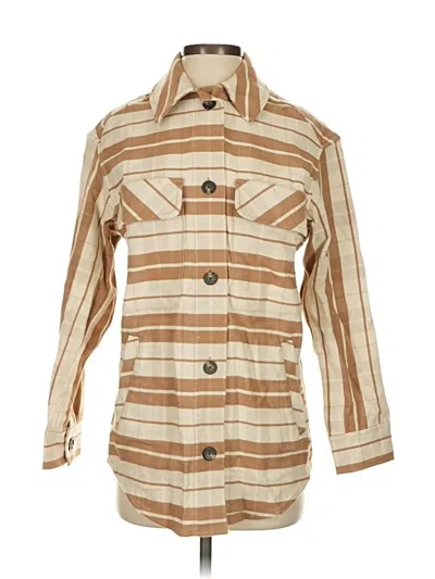 Pre-owned Everlane 3/4 Sleeve Button Down Shirt In Brown