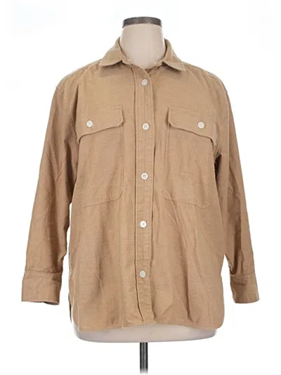 Pre-owned Everlane 3/4 Sleeve Button Down Shirt In Brown