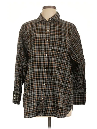 Pre-owned Everlane 3/4 Sleeve Button Down Shirt In Brown