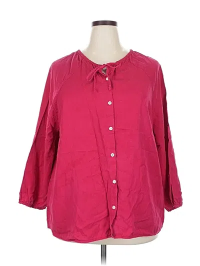 Pre-owned Everlane 3/4 Sleeve Button Down Shirt In Burgundy