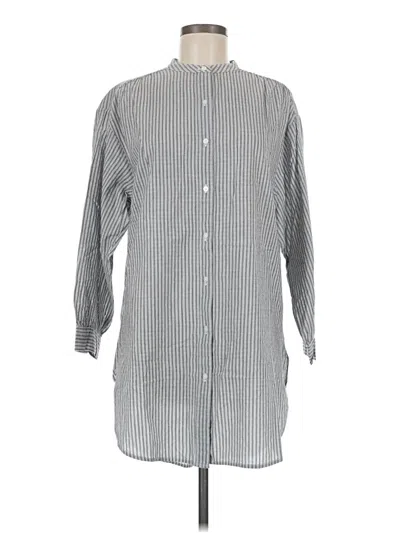 Pre-owned Everlane 3/4 Sleeve Button Down Shirt In Gray