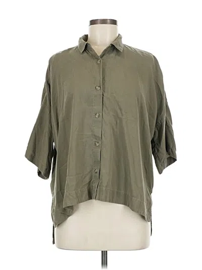 Pre-owned Everlane 3/4 Sleeve Button Down Shirt In Green
