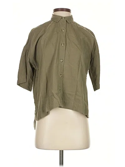 Pre-owned Everlane 3/4 Sleeve Button Down Shirt In Green