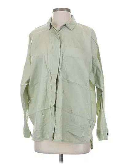 Pre-owned Everlane 3/4 Sleeve Button Down Shirt In Green