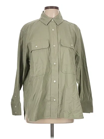 Pre-owned Everlane 3/4 Sleeve Button Down Shirt In Green