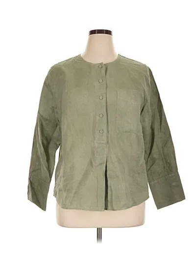 Pre-owned Everlane 3/4 Sleeve Button Down Shirt In Green