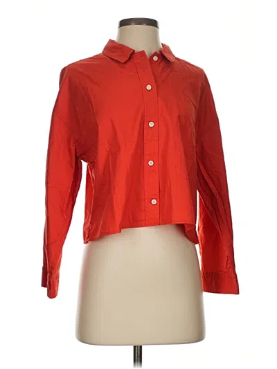 Everlane 3/4 Sleeve Button Down Shirt In Red