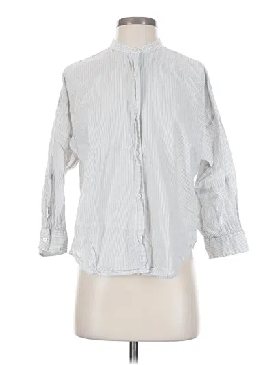 Pre-owned Everlane 3/4 Sleeve Button Down Shirt In Silver