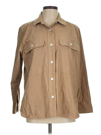 Pre-owned Everlane 3/4 Sleeve Button Down Shirt In Tan