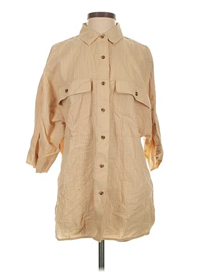 Pre-owned Everlane 3/4 Sleeve Button Down Shirt In Tan