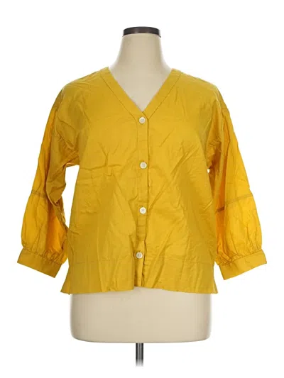 Pre-owned Everlane 3/4 Sleeve Button Down Shirt In Yellow