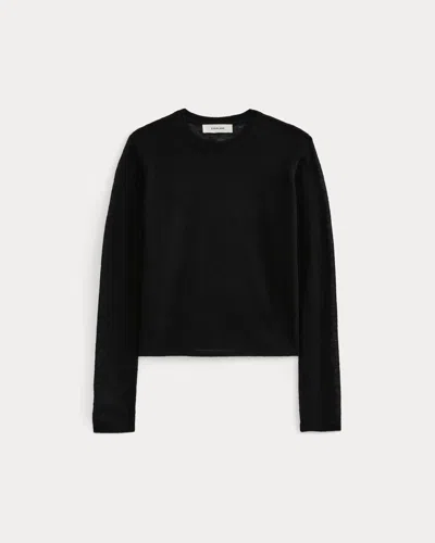 Everlane Air Alpaca Long-sleeve Slim Crew Neck Sweater In Black