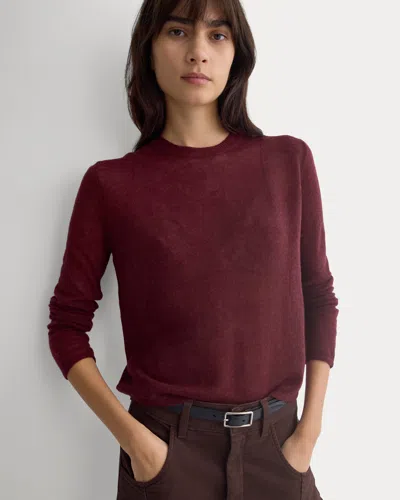 Everlane Air Alpaca Long-sleeve Slim Crew Neck Sweater In Cabernet In Brown