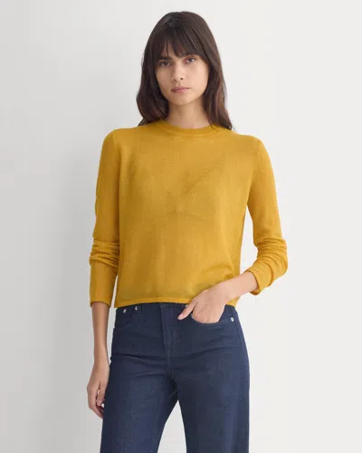Everlane Air Alpaca Long-sleeve Slim Crew Neck Sweater In Golden Yellow