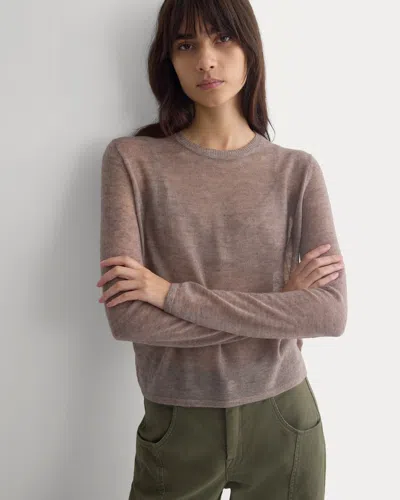 Everlane Air Alpaca Long-sleeve Slim Crew Neck Sweater In Heathered Chocolate Chip In Brown