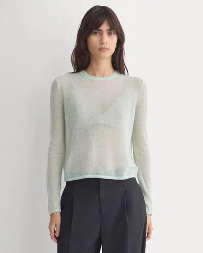 Everlane Air Alpaca Long-sleeve Slim Crew Neck Sweater In Lily Green