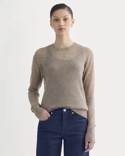 Everlane Air Alpaca™ Relaxed Crew Neck Sweater Top In Heathered Chocolate Chip In Brown