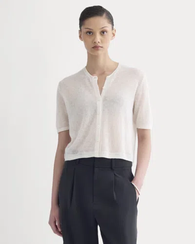 Everlane Air Alpaca™ Short-sleeve Cardigan In Birch In White