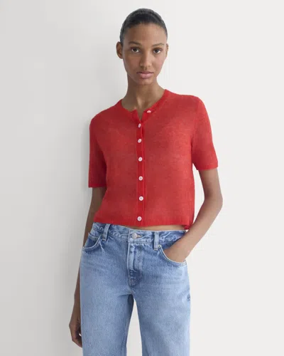 Everlane Air Alpaca™ Short-sleeve Cardigan In Fiery Red
