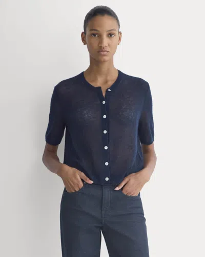 Everlane Air Alpaca™ Short-sleeve Cardigan In Navy In Blue