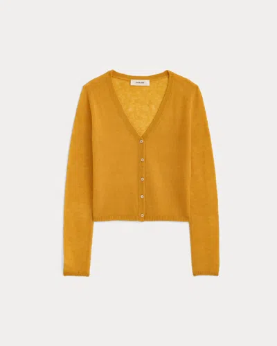 Everlane Air Alpaca Wide V Cropped Cardigan In Golden Yellow