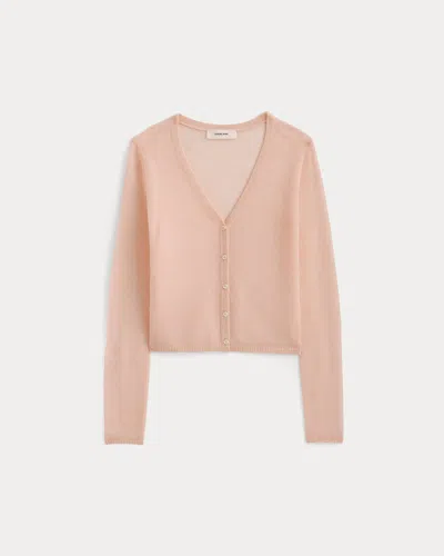 Everlane Air Alpaca Wide V Cropped Cardigan In Pale Peach In Pink