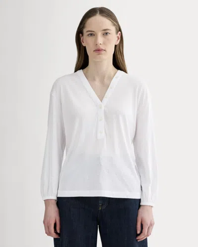 Everlane Air V-neck Henley Top In White