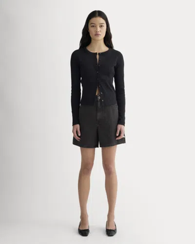 Everlane A-line Denim Short In Washed Black