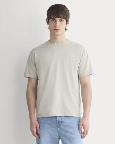 Everlane Archive Standard-fit Cotton Crew Tshirt In Heathered Oatmeal In White