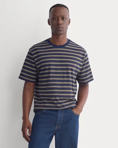 Everlane Archive Standard-fit Cotton Crew Tshirt In Navy/burgundy In Blue