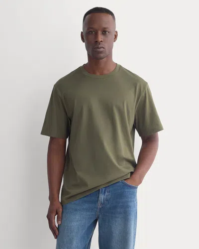 Everlane Archive Standard-fit Cotton Crew Tshirt In Olive Night In Green