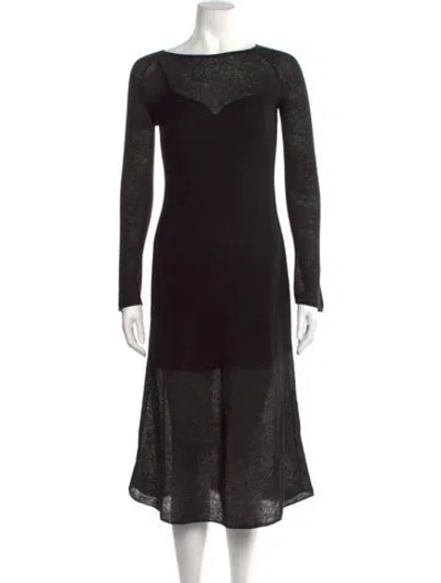 Pre-owned Everlane Bateau Neckline Midi Length Dress W/ Tags In Black