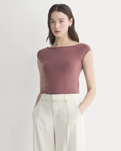 Everlane Boatneck Cap-sleeve Top In Brown