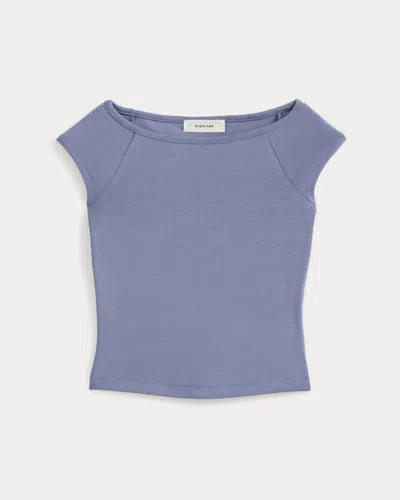 Everlane Boatneck Cap-sleeve Top In Blue