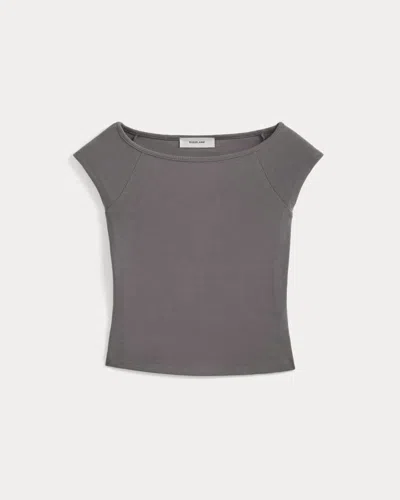 Everlane Boatneck Cap-sleeve Top In Gray