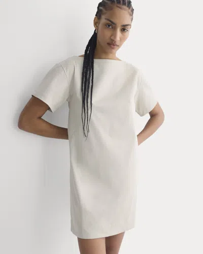 Everlane Boatneck Mini Dress In Peyote In Multi