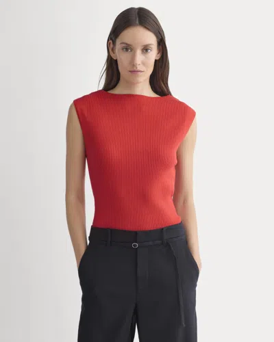 Everlane Boat-neck Ribbed Knit In Fiery Red