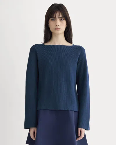 Everlane Boatneck Top In Blue