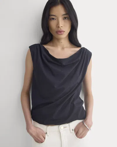 Everlane Boatneck Twisted Top In Black