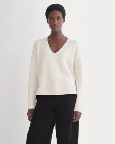 Everlane Boucl� Oversized Deep V-neck Sweater In Bone