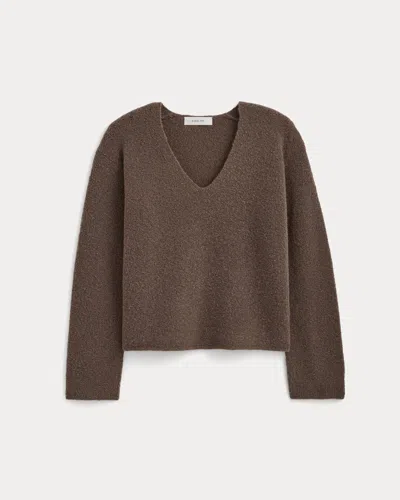 Everlane Boucl� Oversized Deep V-neck Sweater In Deep Taupe