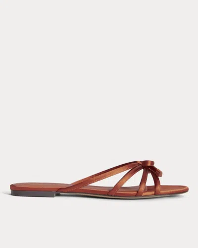 Everlane Bow Sandal In Deep Amber Satin In Brown