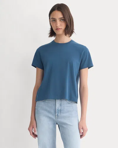 Everlane Box-cut Tshirt In Blue Wing Teal