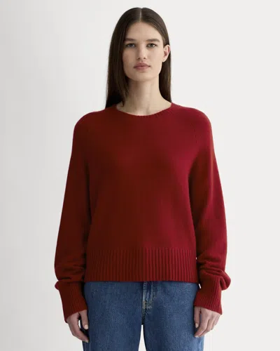 Everlane Boxy Crew Neck Sweater In Berry Red In Burgundy