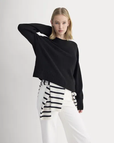 Everlane Boxy Crew Neck Sweater In Black