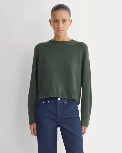 Everlane Boxy Crew Neck Sweater In Dark Forest