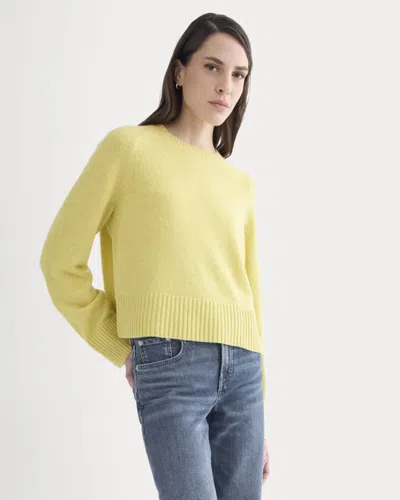 Everlane Boxy Crew Neck Sweater In Double Cream Heather In Yellow