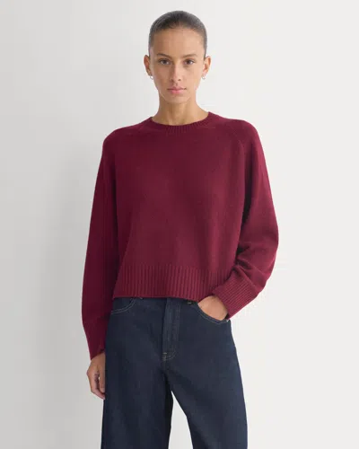 Everlane Boxy Crew Neck Sweater In Heather Wine